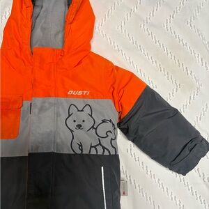 Gustin Orange and Gray Kids Jacket and Ski Pants